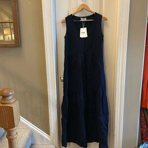 NWT Sauths navy linen maxi dress